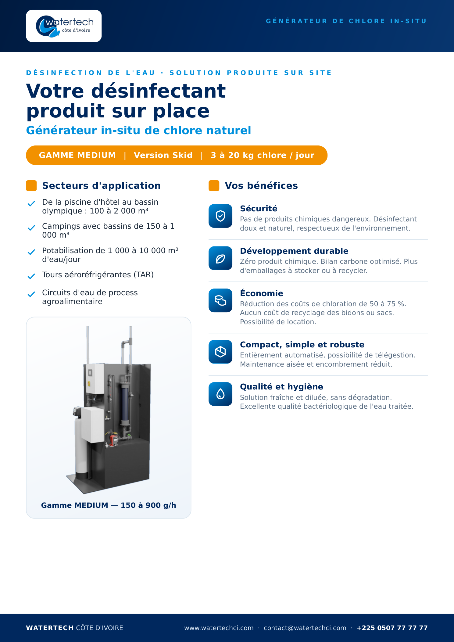 Gamme MEDIUM SKID — Générateur de chlore industriel