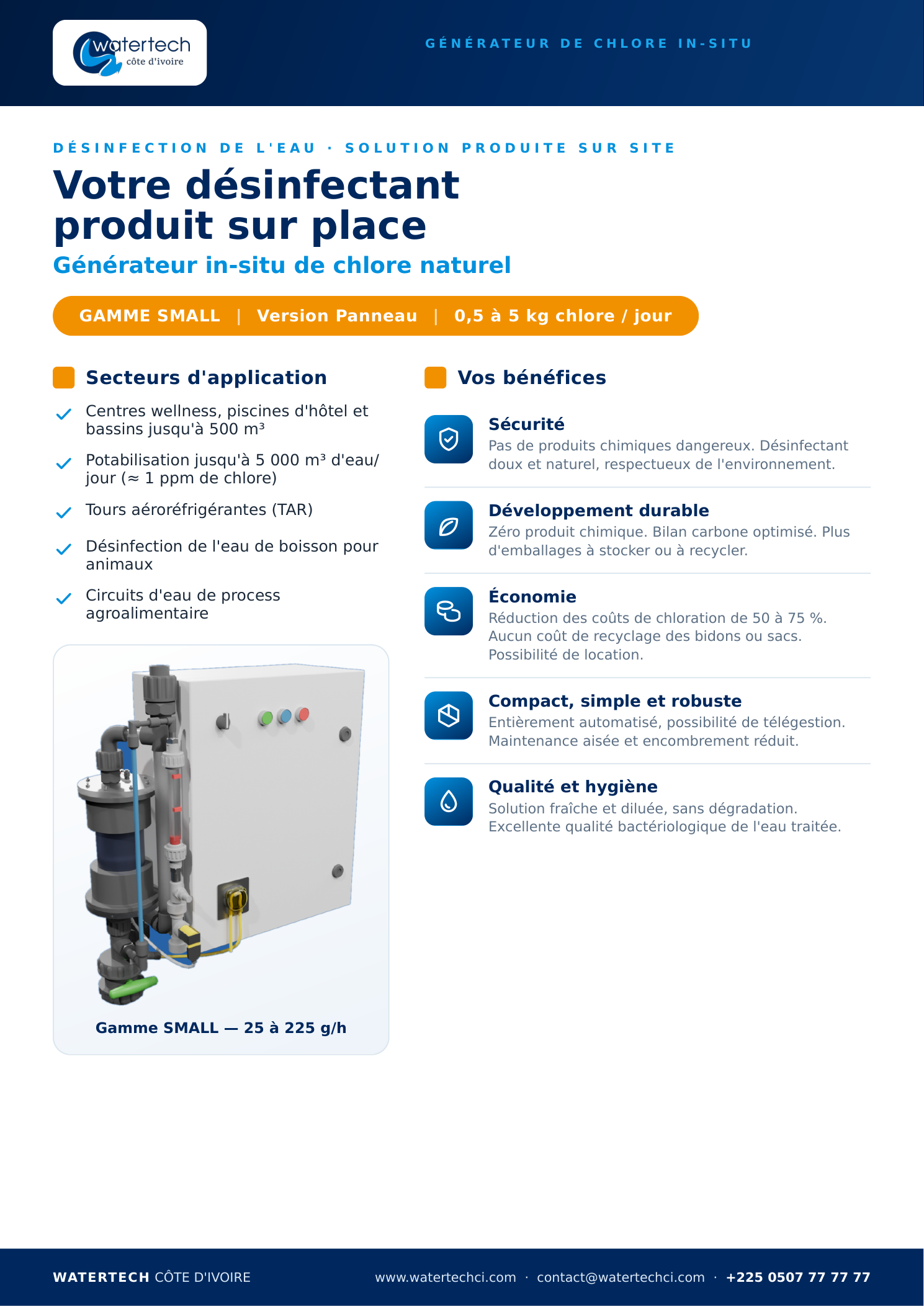 Gamme SMALL Panneau — Générateur de chlore