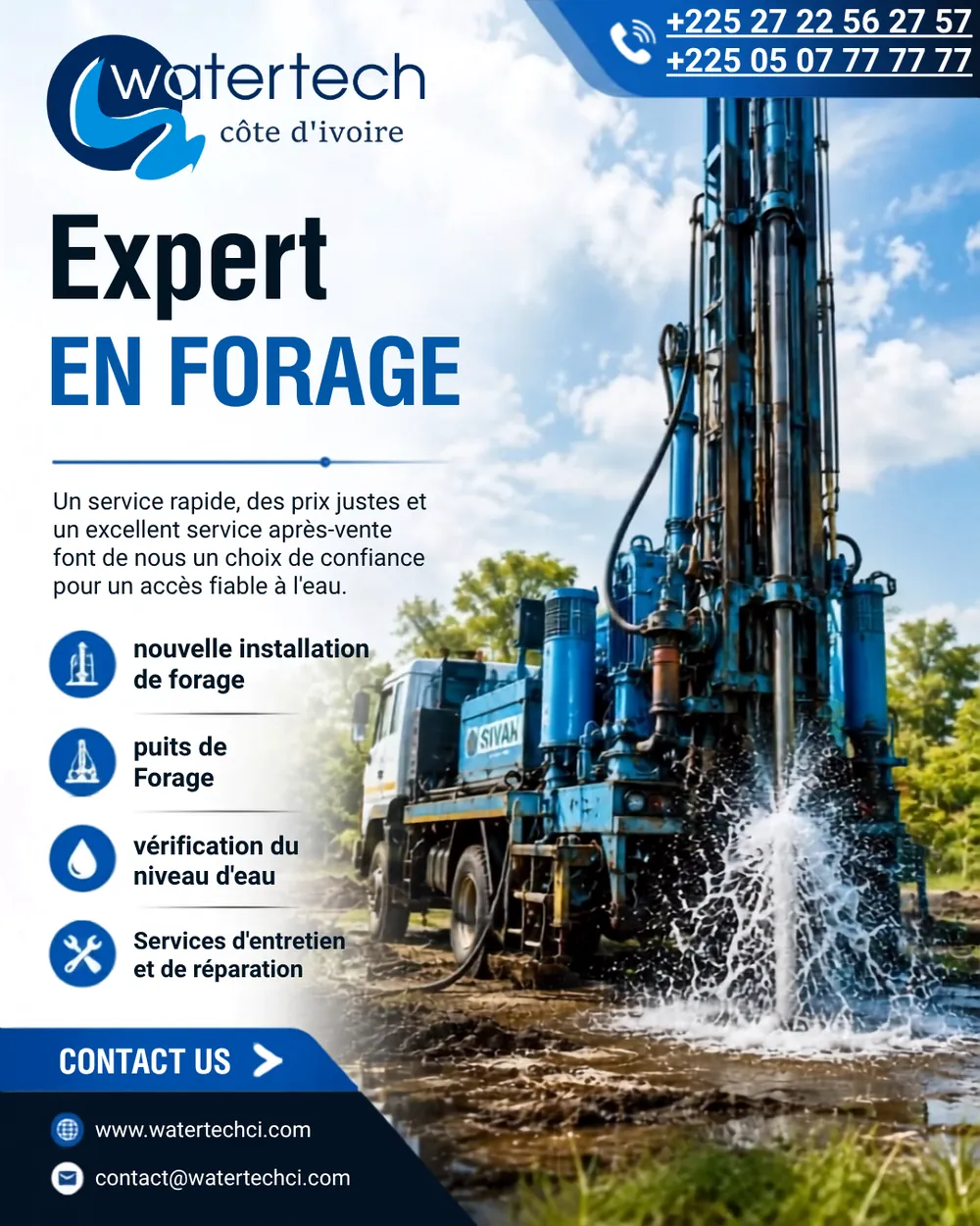 Puits de forage équipé