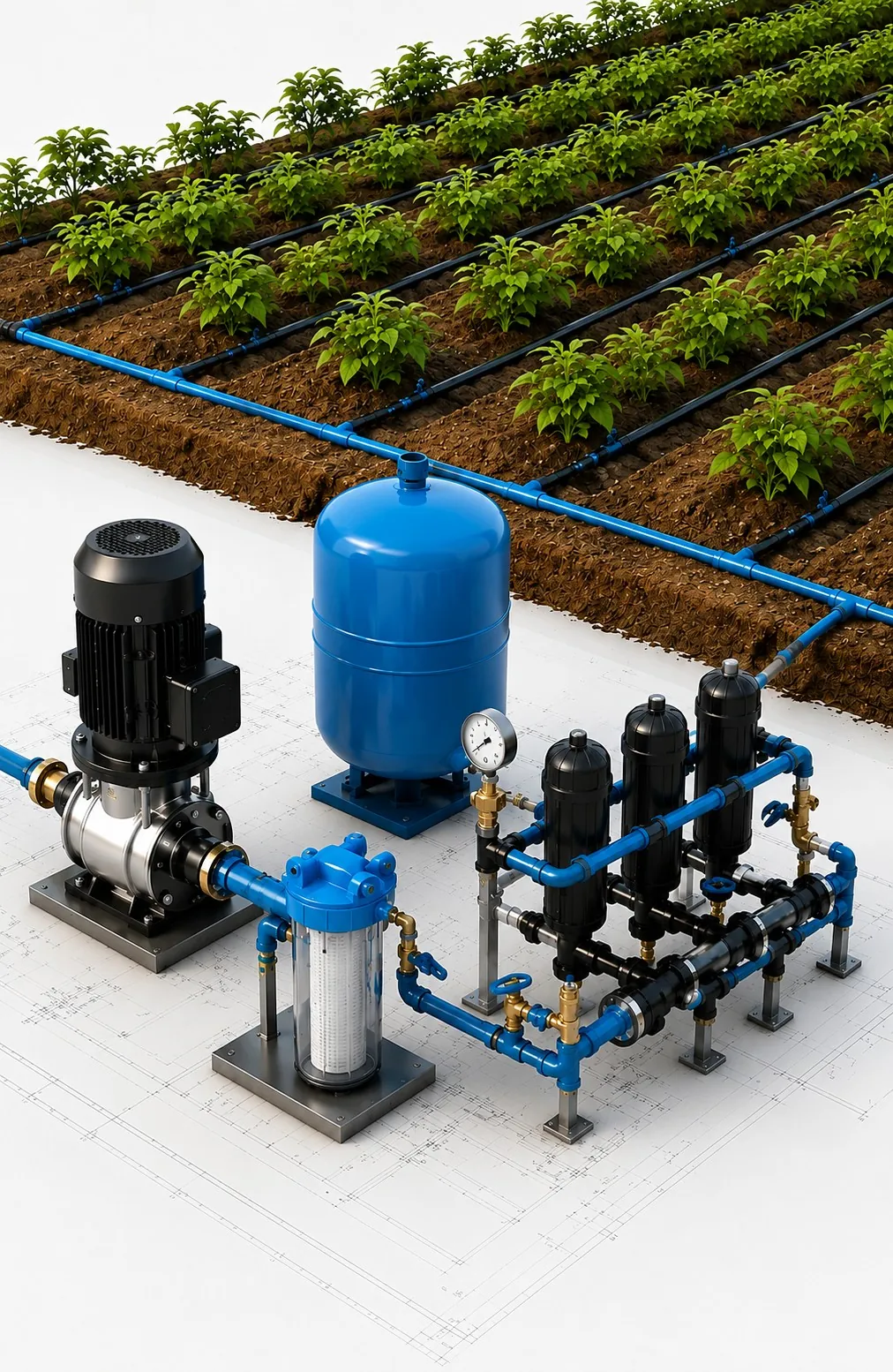 Installation d’irrigation alimentée par énergie solaire